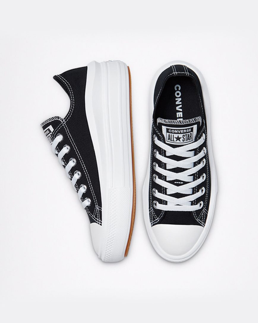 Zapatos Plataforma Converse Chuck Taylor All Star Move Bajas Mujer Negras Blancas | PE 08PWL7